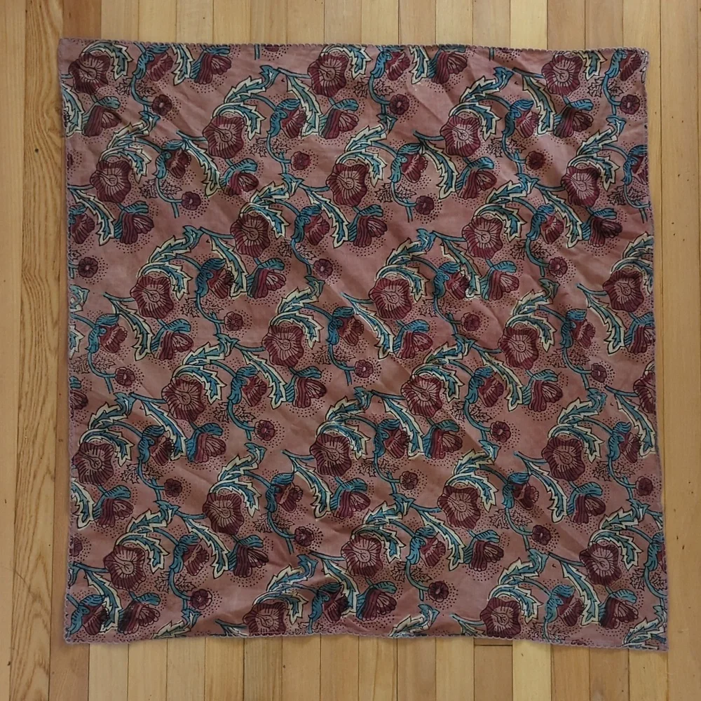 🆕 Christy Dawn The Dawn Bandana Plum Flora Silk-Cotton Block Printed Scarf